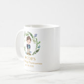 Boy First Communion Favors Greenery Wreath Kaffeetasse (Vorderseite Links)