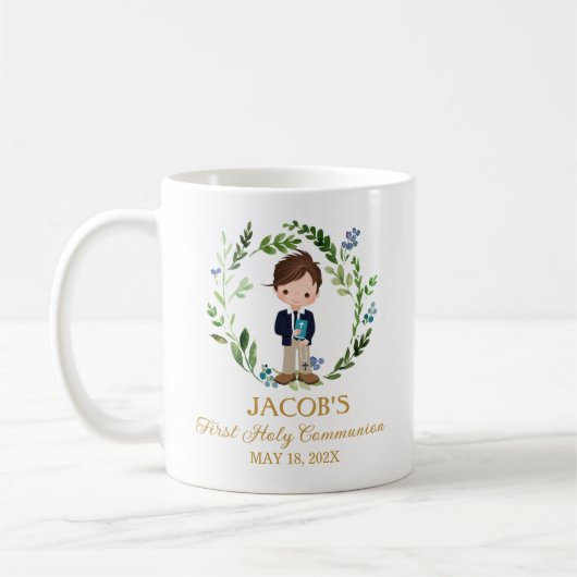 Boy First Communion Favors Greenery Wreath Kaffeetasse (Links)