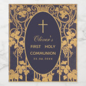 Boy First Communion Gold Weintrauben Weinetikett (Einzelnes Label)