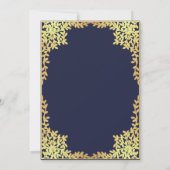 Boy First Communion Navy Blue Gold Blätter Elegant Einladung (Rückseite)