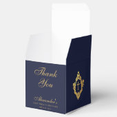 Boy First Communion Navy Blue Gold Crest Thank You Geschenkschachtel (Geöffnet)