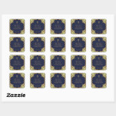 Boy First Communion Navy Blue Imitats Gold Blätter Quadratischer Aufkleber (Blatt)