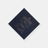 Boy First Communion Navy Vintages Cross Script Serviette (Ecke)