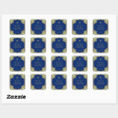 Boy First Communion Royal Blue Imitats Gold Blätte Quadratischer Aufkleber (Blatt)