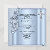 Boy First Heilige Kommunion Blue Foto Bestätigung Einladung (Rückseite)