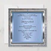 Boy First Heilige Kommunion Silver Royal Blue 4M Einladung (Rückseite)