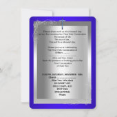 Boy First Heilige Kommunion Silver Royal Blue Roun Einladung (Rückseite)