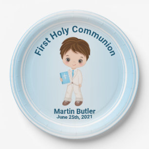 Boy First Holy Kommunion Paper Plate Pappteller