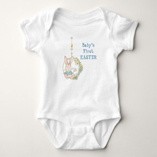 Boy First Oaster Bunny auf Blume Swing Baby Strampler (Vorderseite)