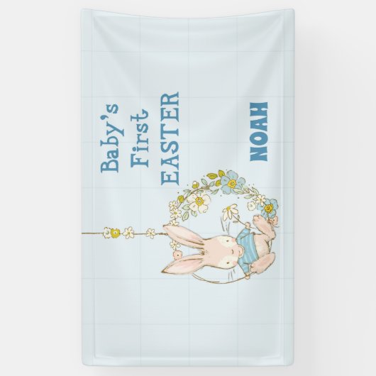 Boy First Oaster Bunny auf Blume Swing Banner (Vertikal)