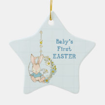Boy First Oaster Bunny auf Blume Swing Keramik Ork