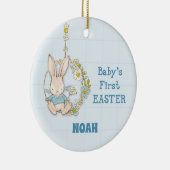 Boy First Oaster Bunny auf Blume Swing Keramik Ornament (Rechts)