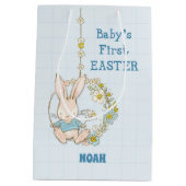 Boy First Oaster Bunny auf Blume Swing Mittlere Geschenktüte (Rückseite)