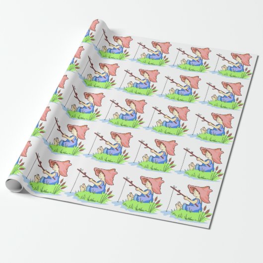 Boy Fishing Geschenkpapier (Ungerollt)