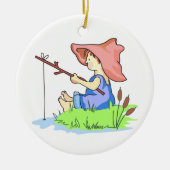 Boy Fishing Keramik Ornament (Vorne)