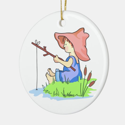 Boy Fishing Keramik Ornament (Links)