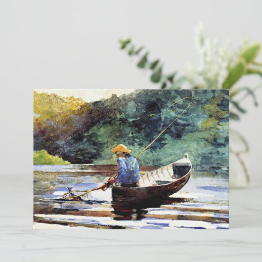 Boy Fishing, Kunstwerk von Winslow Homer Karte (Stehend Vorderseite)