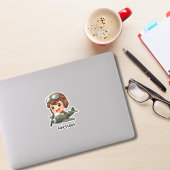 Boy Flying Airplane Clouds Fun Kids Personalized Aufkleber