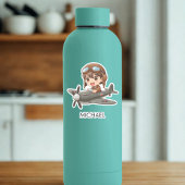 Boy Flying Airplane Cute Kids Personalized Aufkleber