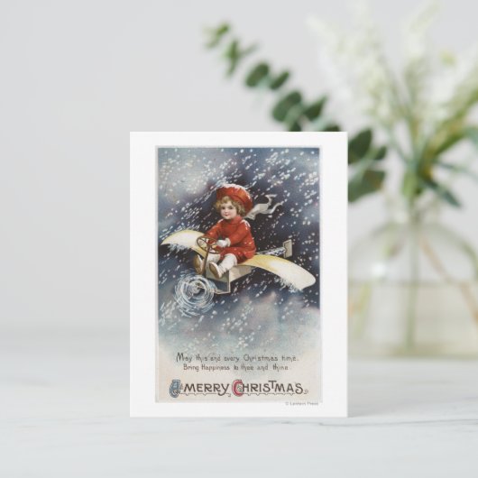 Boy Flying Make-Shift-Flugzeug Postkarte (Stehend Vorderseite)