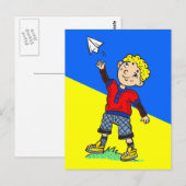 Boy Flying Paper Flugzeug Postkarte (Vorne/Hinten)