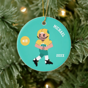 Boy Football Player Name Jersey Nummer & Jahr Keramik Ornament