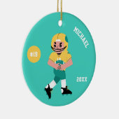 Boy Football Player Name Jersey Nummer & Jahr Keramik Ornament (Rechts)