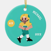 Boy Football Player Name Jersey Nummer & Jahr Keramik Ornament (Vorne)