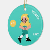 Boy Football Player Name Jersey Nummer & Jahr Keramik Ornament (Links)