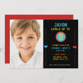 Boy Foto Arcade-Level für Videospiele Geburtstag Einladung (Vorne/Hinten)
