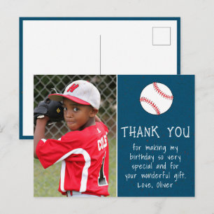 Boy Foto Baseball Ball Vielen Dank zum Geburtstag Postkarte