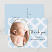 Boy Foto Blue Baby Dusche Vielen Dank Postkarte (Vorne/Hinten)