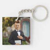Boy Foto Blue First Communion Schlüsselanhänger (Rückseite)