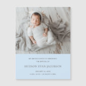Boy Foto Blue Simple Birth Announcement Magnet (Vorderseite)