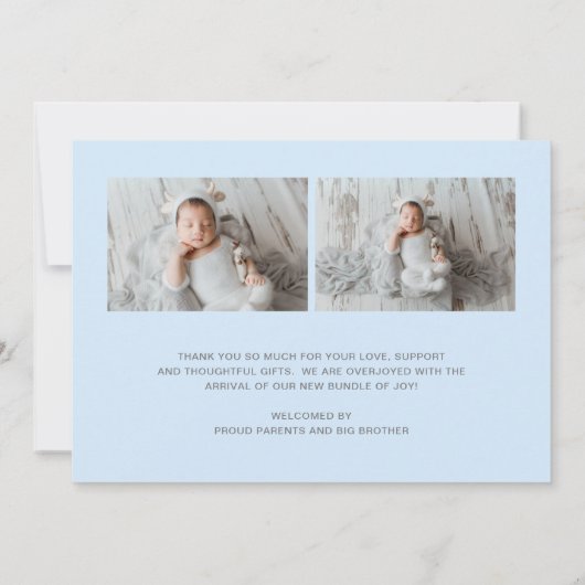 Boy Foto Collage Blue Simple Newborn Birth Ankündigung (Rückseite)