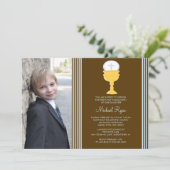 Boy Foto Erste Kommune Einladung Chalice (Stehend Vorderseite)