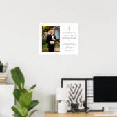 Boy Foto Erste Kommunion Dusty Blue Willkommen Poster (Heimbüro)