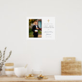 Boy Foto Erste Kommunion Dusty Blue Willkommen Poster (Küche)