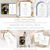 Boy Foto Erste Kommunion Dusty Blue Willkommen Poster