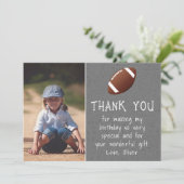 Boy Foto Football Ball Kind's Geburtstag Dankeskarte (Stehend Vorderseite)