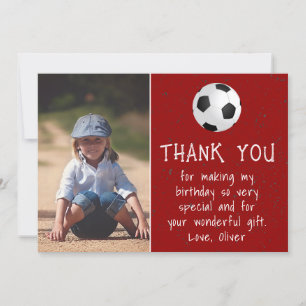 Boy Foto Soccer Ball Kind's Geburtstag Dankeskarte