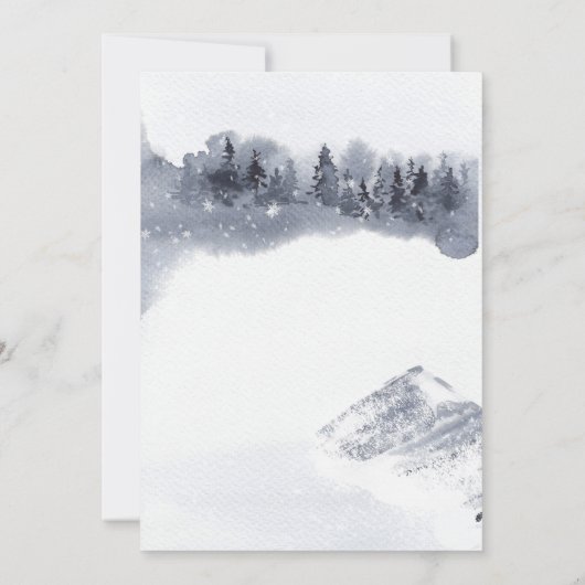 Boy Fox Baby Dusche Winterwald Einladung (Rückseite)