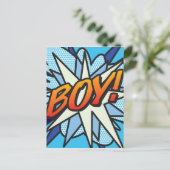 BOY Fun Retro Comic Pop Art Postkarte (Stehend Vorderseite)