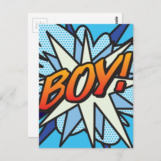 BOY Fun Retro Comic Pop Art Postkarte (Vorne/Hinten)