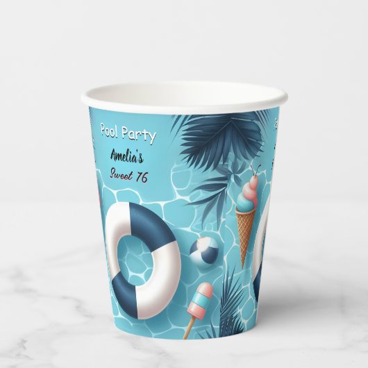 Boy Fun Teen Erwachsene Pool Party Sweet 16 Geburt Pappbecher (Rückseite)