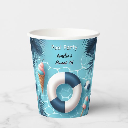 Boy Fun Teen Erwachsene Pool Party Sweet 16 Geburt Pappbecher (Vorderseite)