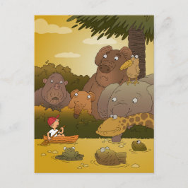 Boy Funny Niedlich Jungle Safari Tiere Postkarte
