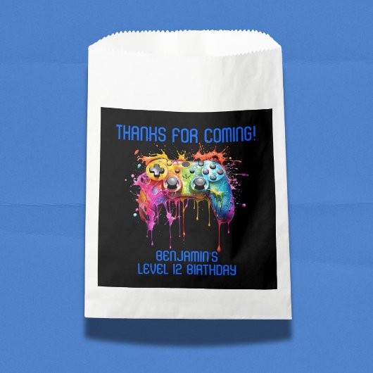 Boy Gamer Blue Video Game Gastgeschenke Geschenktütchen