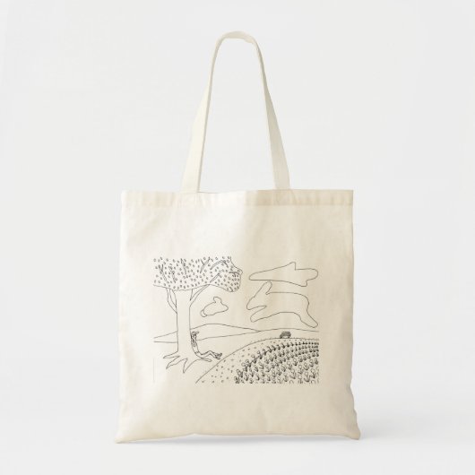 Boy Gazing Clouds Park Kontur Coloring Tote Bag Tragetasche (Vorne)