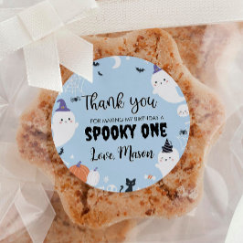 Boy Ghost Birthday Party Runder Aufkleber